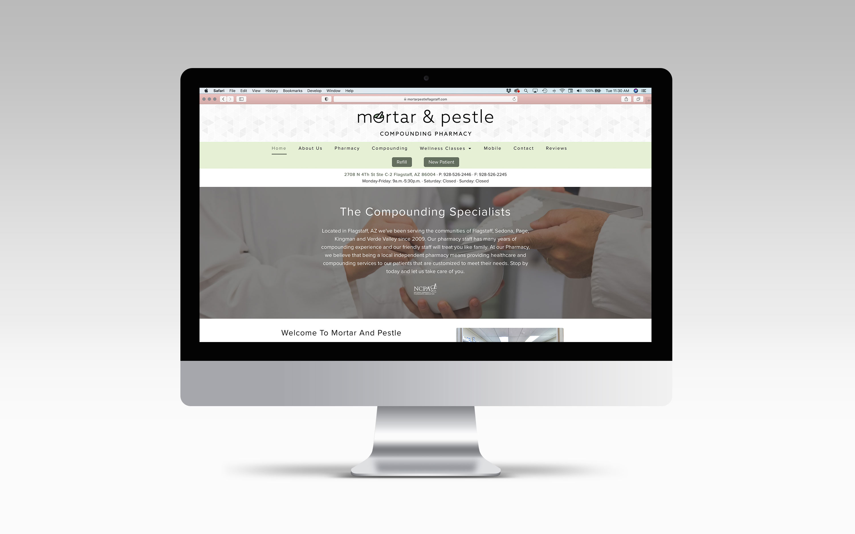 mortar and pestle rebranded website